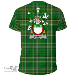 Irish Drury or McDrury Coat of Arms Family Crest Ireland T Shirt Irish National Tartan Irish County T Shirts
