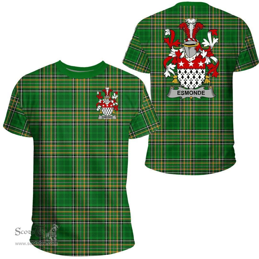 Irish Esmonde Coat of Arms Family Crest Ireland T Shirt Irish National Tartan Irish County T Shirts