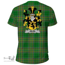 Irish Giles or Gyles Coat of Arms Family Crest Ireland T Shirt Irish National Tartan Irish County T Shirts