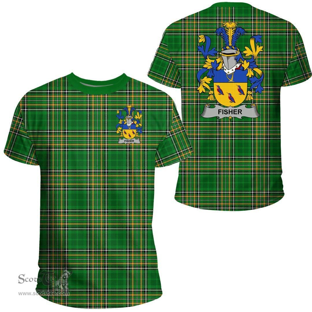 Irish Fisher Coat of Arms Family Crest Ireland T Shirt Irish National Tartan Irish County T Shirts
