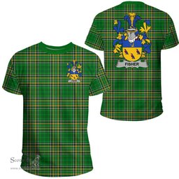 Irish Fisher Coat of Arms Family Crest Ireland T Shirt Irish National Tartan Irish County T Shirts