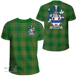 Irish Gilligan or McGilligan Coat of Arms Family Crest Ireland T Shirt Irish National Tartan Irish County T Shirts