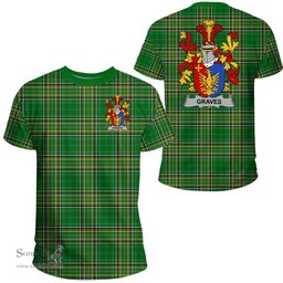Irish Graves or Greaves Coat of Arms Family Crest Ireland T Shirt Irish National Tartan Irish County T Shirts