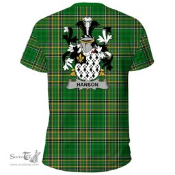 Irish Hanson or O'Hanson Coat of Arms Family Crest Ireland T Shirt Irish National Tartan Irish County T Shirts