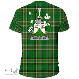 Irish HawkinsIII Coat of Arms Family Crest Ireland T Shirt Irish National Tartan Irish County T Shirts