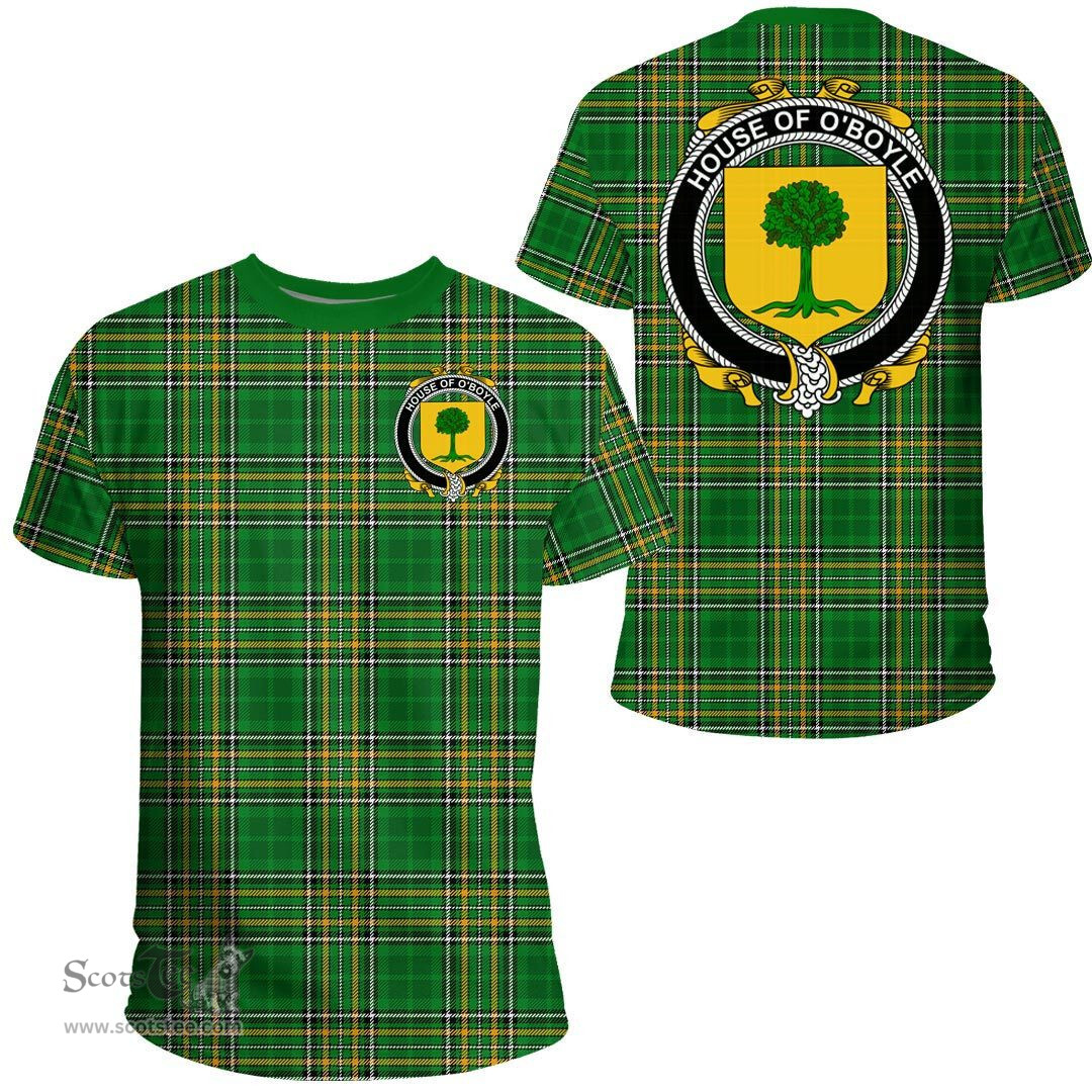 Irish House of O'BOYLE Coat of Arms Family Crest Ireland T Shirt Irish National Tartan Irish County T Shirts