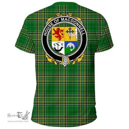 Irish House of MACDONNELL (of the Glens) Coat of Arms Family Crest Ireland T Shirt Irish National Tartan Irish County T Shirts