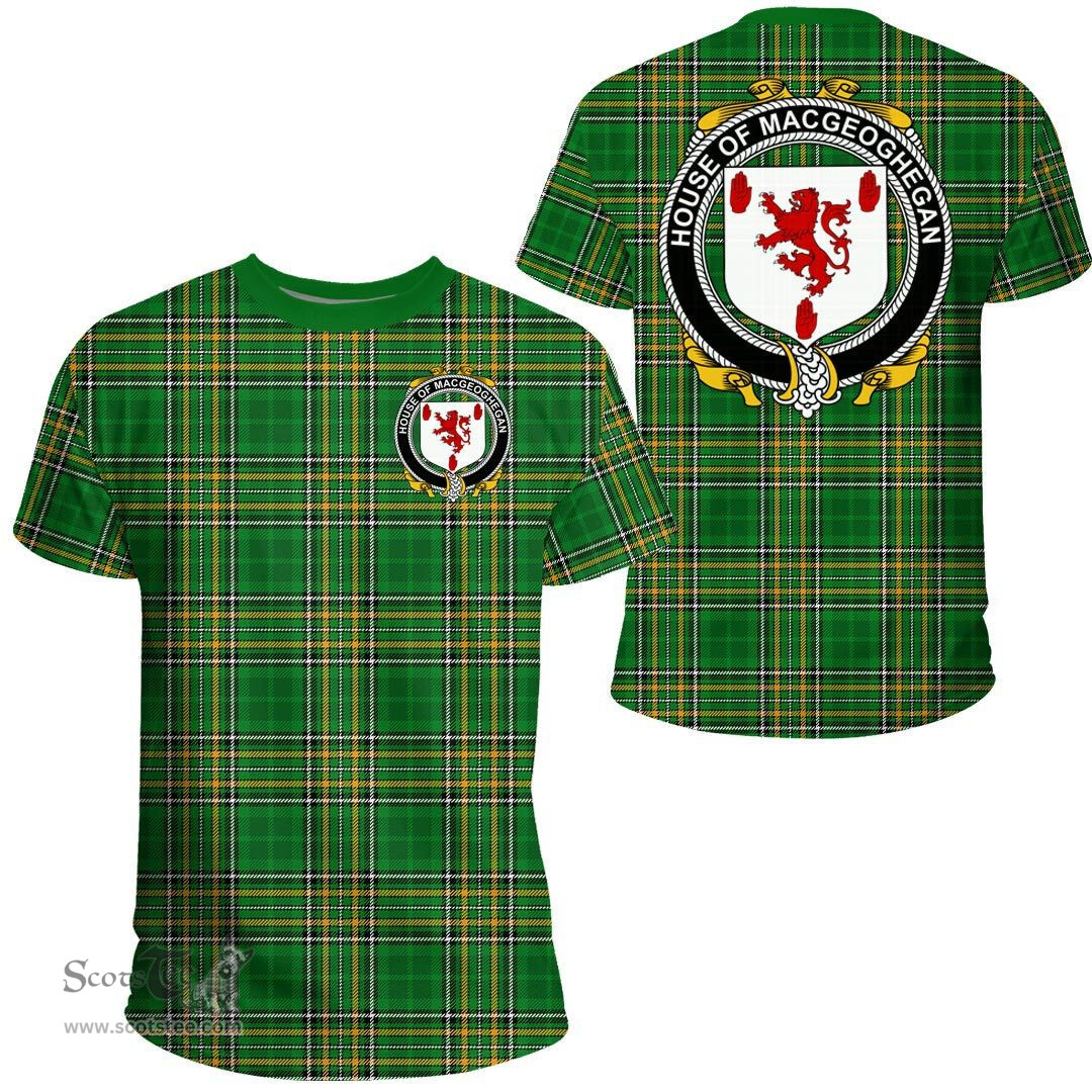 Irish House of MACGEOGHEGAN Coat of Arms Family Crest Ireland T Shirt Irish National Tartan Irish County T Shirts