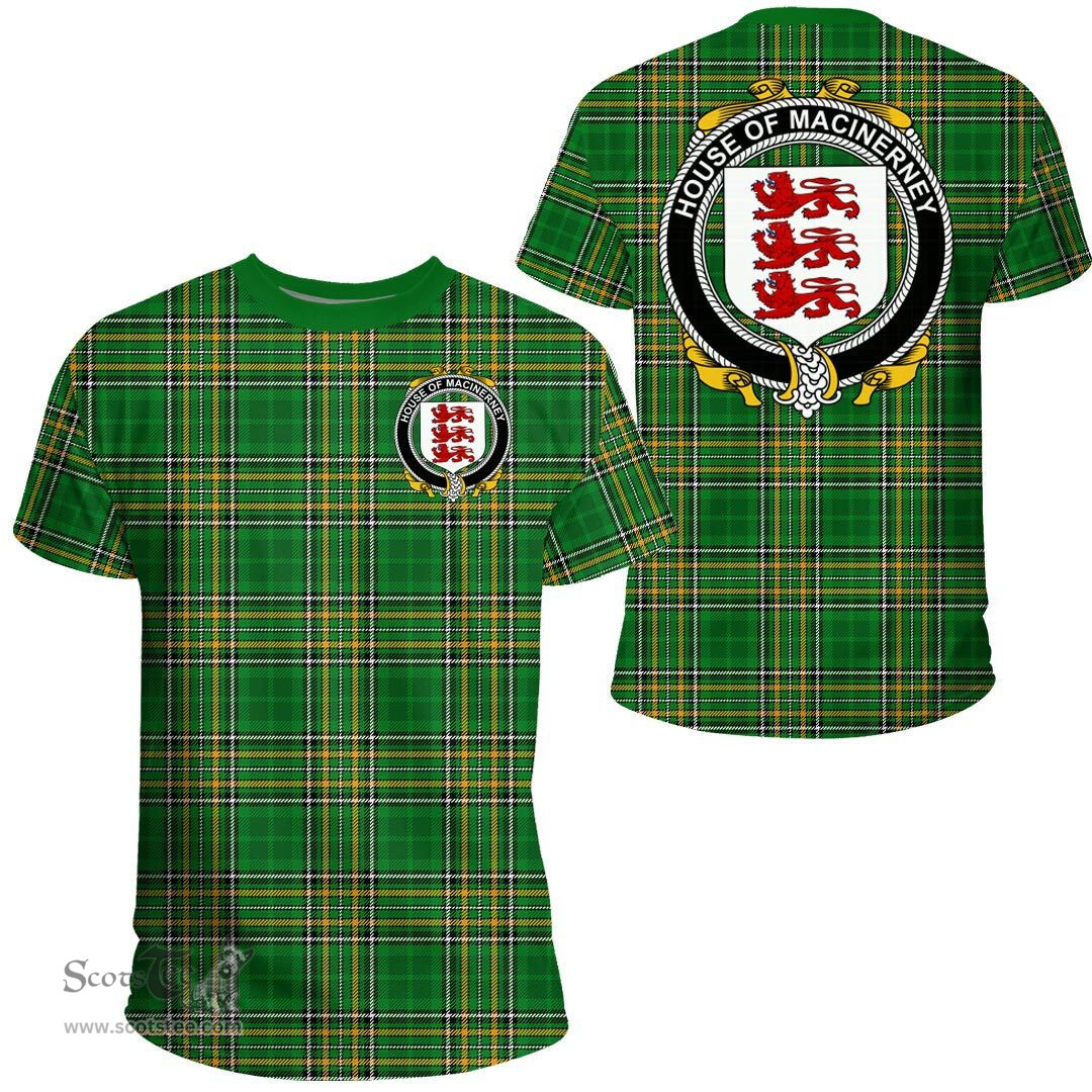 Irish House of MACiNERNEY Coat of Arms Family Crest Ireland T Shirt Irish National Tartan Irish County T Shirts