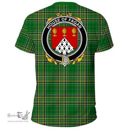 Irish House of FAGAN Coat of Arms Family Crest Ireland T Shirt Irish National Tartan Irish County T Shirts