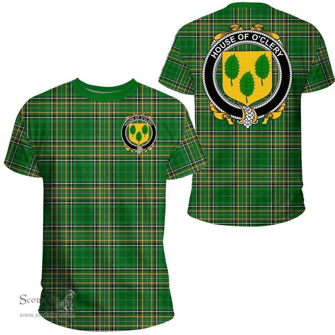 Irish House of O'CLERY Coat of Arms Family Crest Ireland T Shirt Irish National Tartan Irish County T Shirts