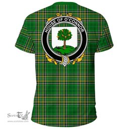 Irish House of O'CONNOR (Faly) Coat of Arms Family Crest Ireland T Shirt Irish National Tartan Irish County T Shirts