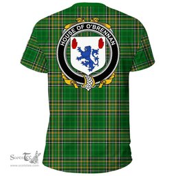 Irish House of O'BRENNAN (Connacht) Coat of Arms Family Crest Ireland T Shirt Irish National Tartan Irish County T Shirts