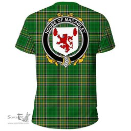 Irish House of MACAWLEY Coat of Arms Family Crest Ireland T Shirt Irish National Tartan Irish County T Shirts