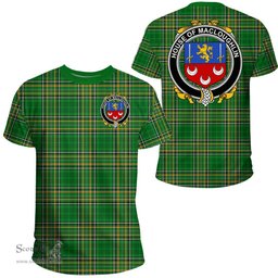 Irish House of MACLOUGHLIN (Tirconnell) Coat of Arms Family Crest Ireland T Shirt Irish National Tartan Irish County T Shirts