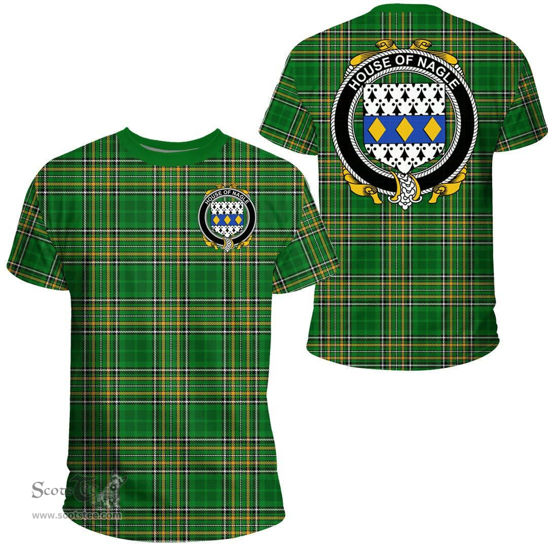 Irish House of NAGLE Coat of Arms Family Crest Ireland T Shirt Irish National Tartan Irish County T Shirts