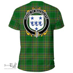 Irish House of MACAULIFFE Coat of Arms Family Crest Ireland T Shirt Irish National Tartan Irish County T Shirts