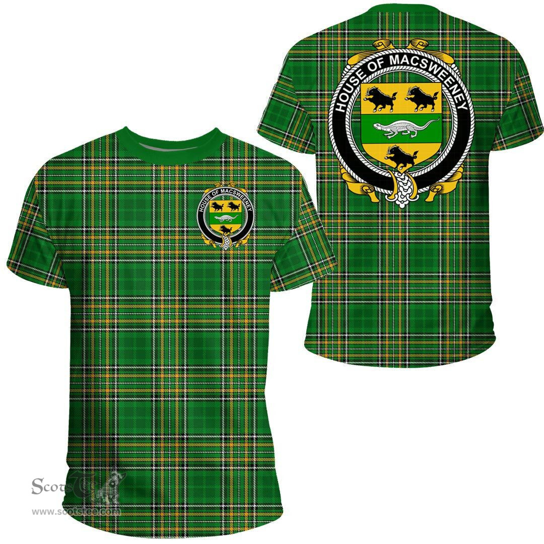 Irish House of MACSWEENEY Coat of Arms Family Crest Ireland T Shirt Irish National Tartan Irish County T Shirts