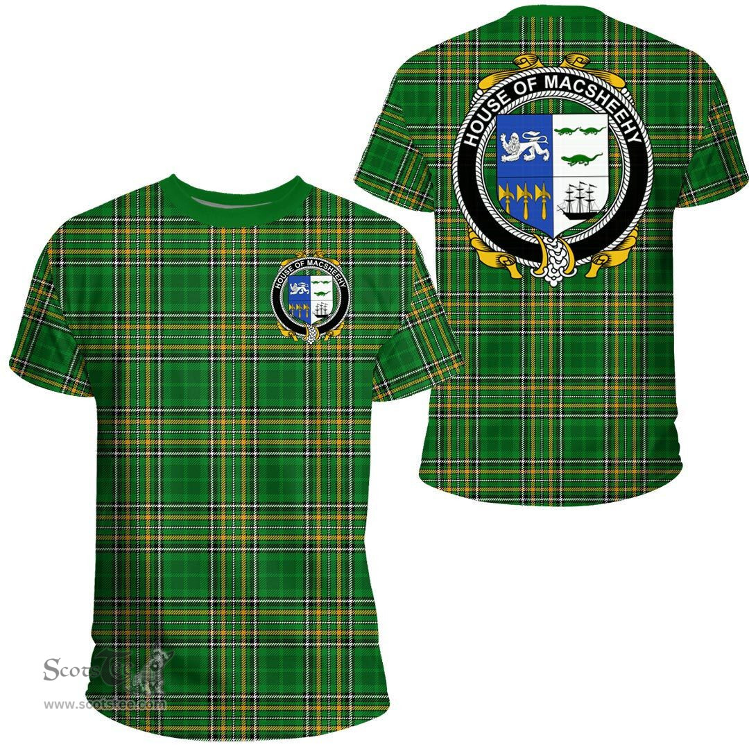Irish House of MACSHEEHY Coat of Arms Family Crest Ireland T Shirt Irish National Tartan Irish County T Shirts