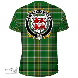 Irish House of MACTIERNAN Coat of Arms Family Crest Ireland T Shirt Irish National Tartan Irish County T Shirts