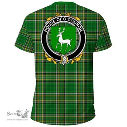 Irish House of O'CONNOR (Corcomroe) Coat of Arms Family Crest Ireland T Shirt Irish National Tartan Irish County T Shirts
