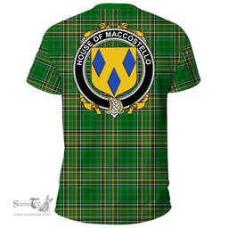 Irish House of MACCOSTELLO Coat of Arms Family Crest Ireland T Shirt Irish National Tartan Irish County T Shirts
