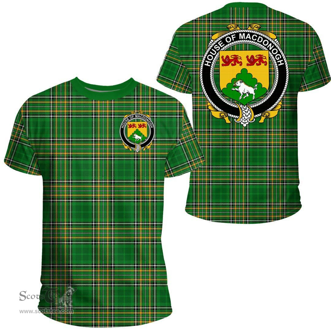 Irish House of MACDONOGH (Connacht) Coat of Arms Family Crest Ireland T Shirt Irish National Tartan Irish County T Shirts