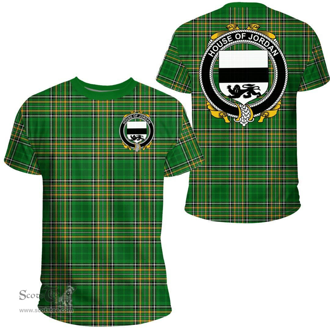 Irish House of JORDAN Coat of Arms Family Crest Ireland T Shirt Irish National Tartan Irish County T Shirts