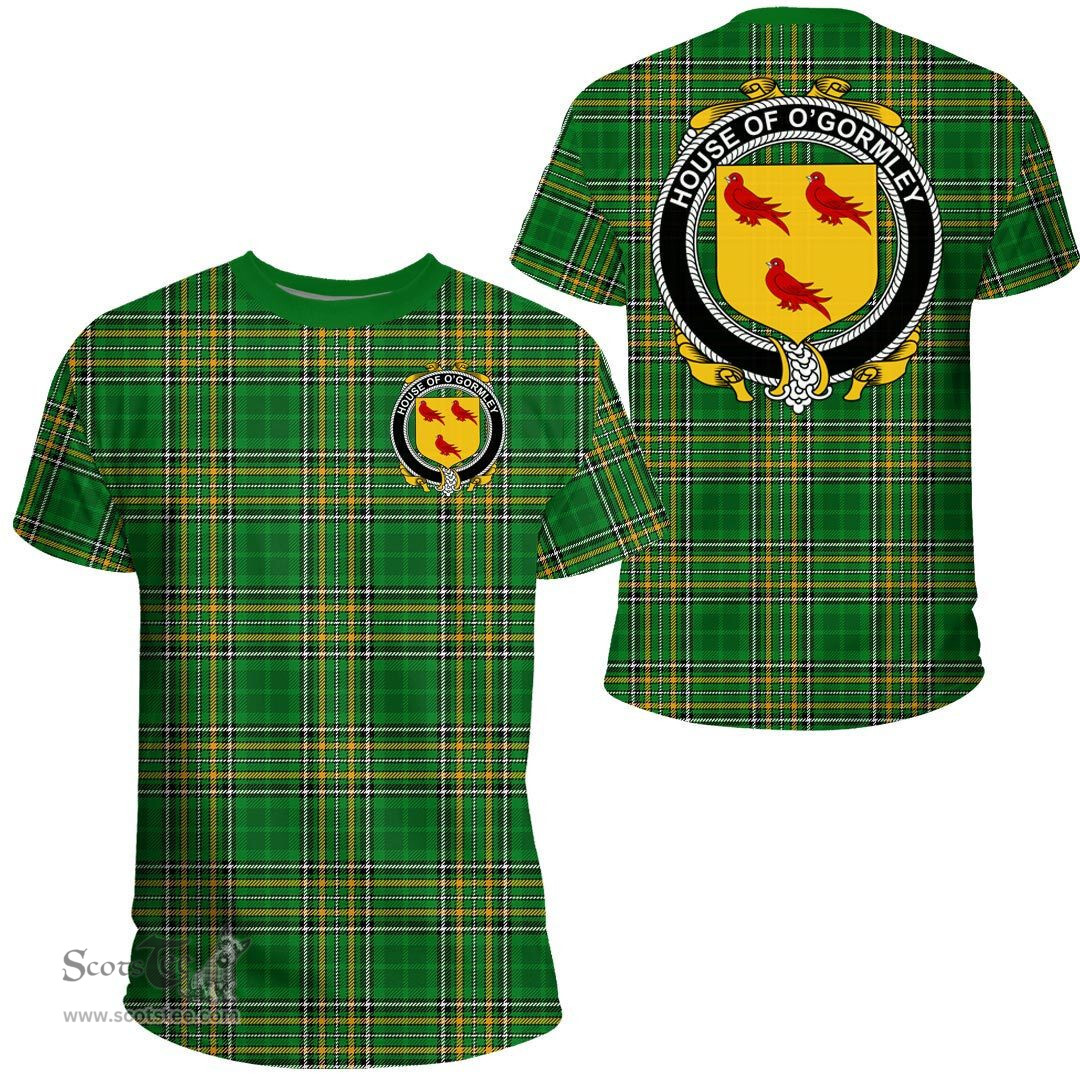 Irish House of O'GORMLEY Coat of Arms Family Crest Ireland T Shirt Irish National Tartan Irish County T Shirts