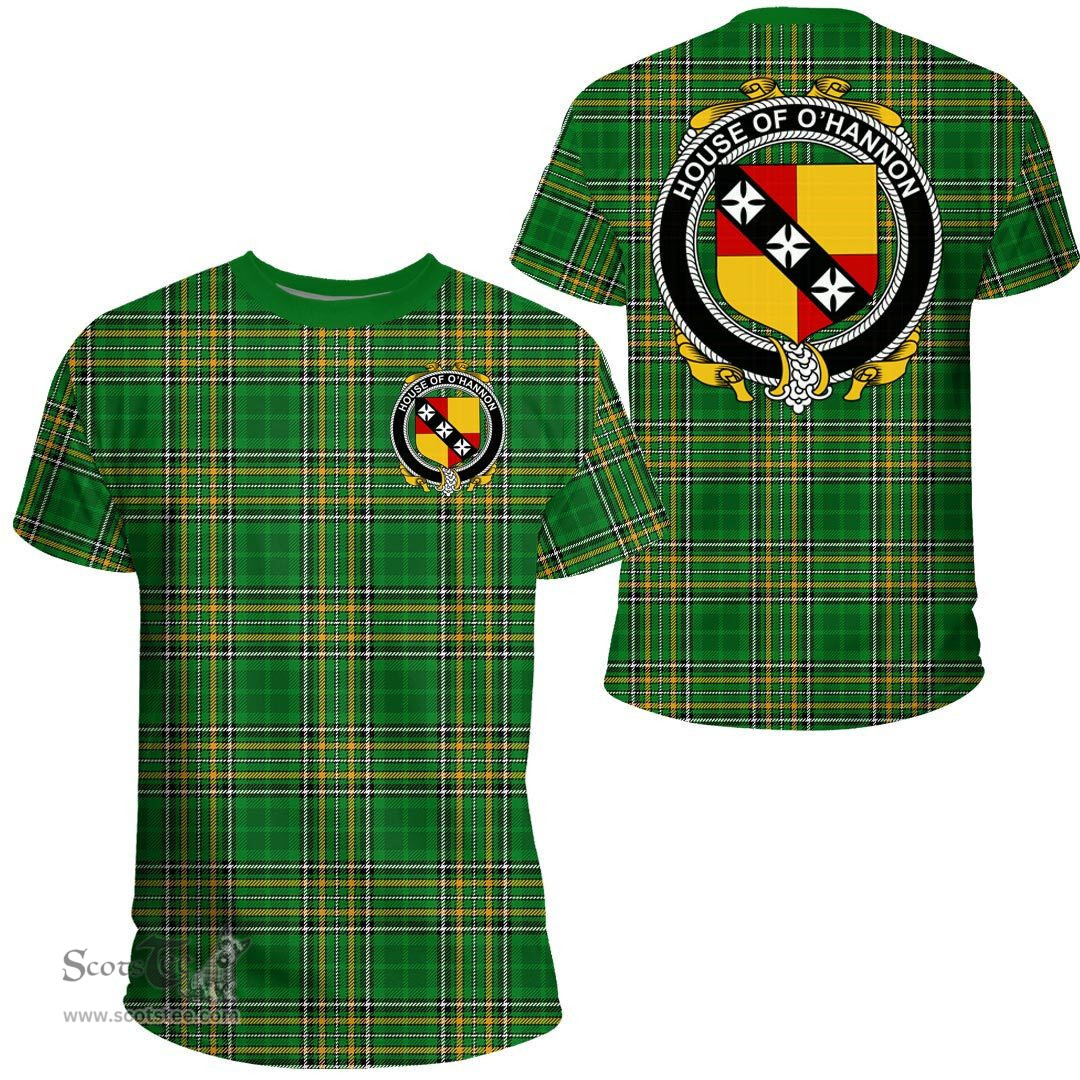 Irish House of O'HANNON Coat of Arms Family Crest Ireland T Shirt Irish National Tartan Irish County T Shirts