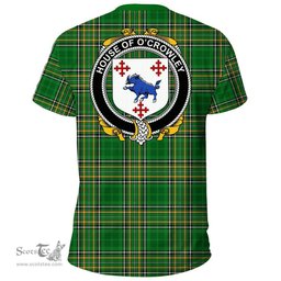 Irish House of O'CROWLEY Coat of Arms Family Crest Ireland T Shirt Irish National Tartan Irish County T Shirts