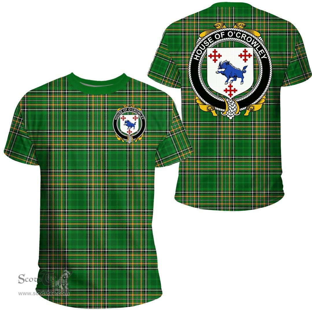 Irish House of O'CROWLEY Coat of Arms Family Crest Ireland T Shirt Irish National Tartan Irish County T Shirts