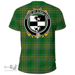 Irish House of O'SULLIVAN (Beare) Coat of Arms Family Crest Ireland T Shirt Irish National Tartan Irish County T Shirts
