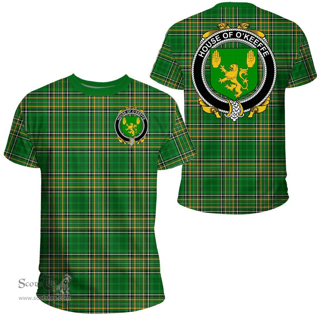 Irish House of O'KEEFFE Coat of Arms Family Crest Ireland T Shirt Irish National Tartan Irish County T Shirts