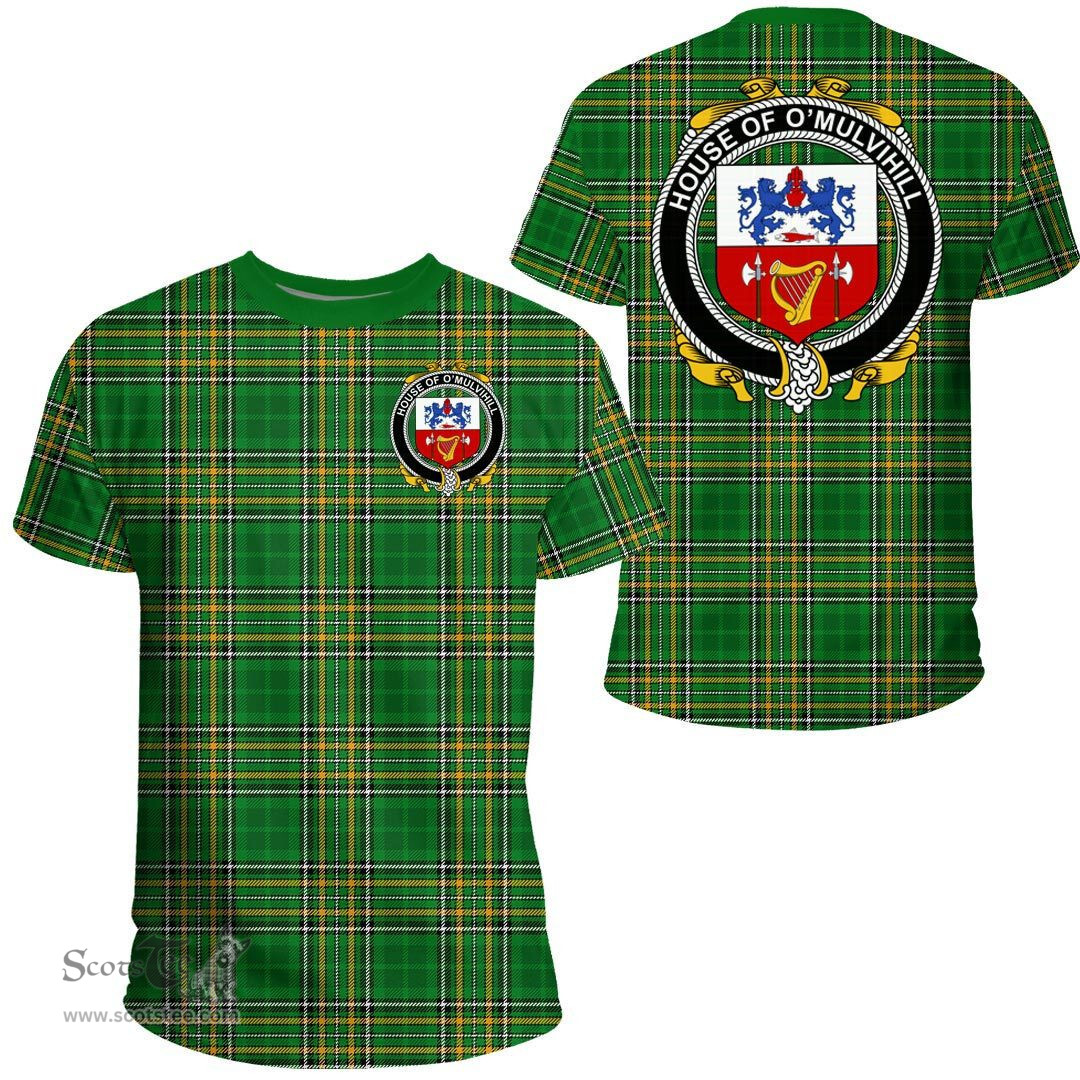 Irish House of O'MULVIHILL Coat of Arms Family Crest Ireland T Shirt Irish National Tartan Irish County T Shirts