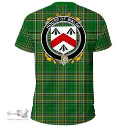 Irish House of WALSH Coat of Arms Family Crest Ireland T Shirt Irish National Tartan Irish County T Shirts