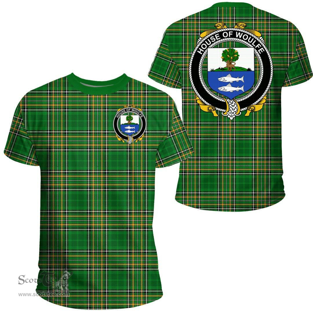 Irish House of WOULFE Coat of Arms Family Crest Ireland T Shirt Irish National Tartan Irish County T Shirts