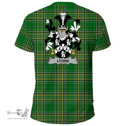 Irish Lyons or Lyne Coat of Arms Family Crest Ireland T Shirt Irish National Tartan Irish County T Shirts