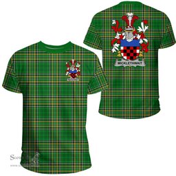 Irish Micklethwait Coat of Arms Family Crest Ireland T Shirt Irish National Tartan Irish County T Shirts