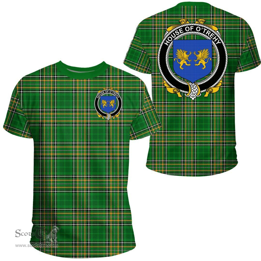 Irish House of O'TREHY (Troy) Coat of Arms Family Crest Ireland T Shirt Irish National Tartan Irish County T Shirts