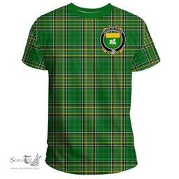 Irish House of O'QUIN (Annaly) Coat of Arms Family Crest Ireland T Shirt Irish National Tartan Irish County T Shirts