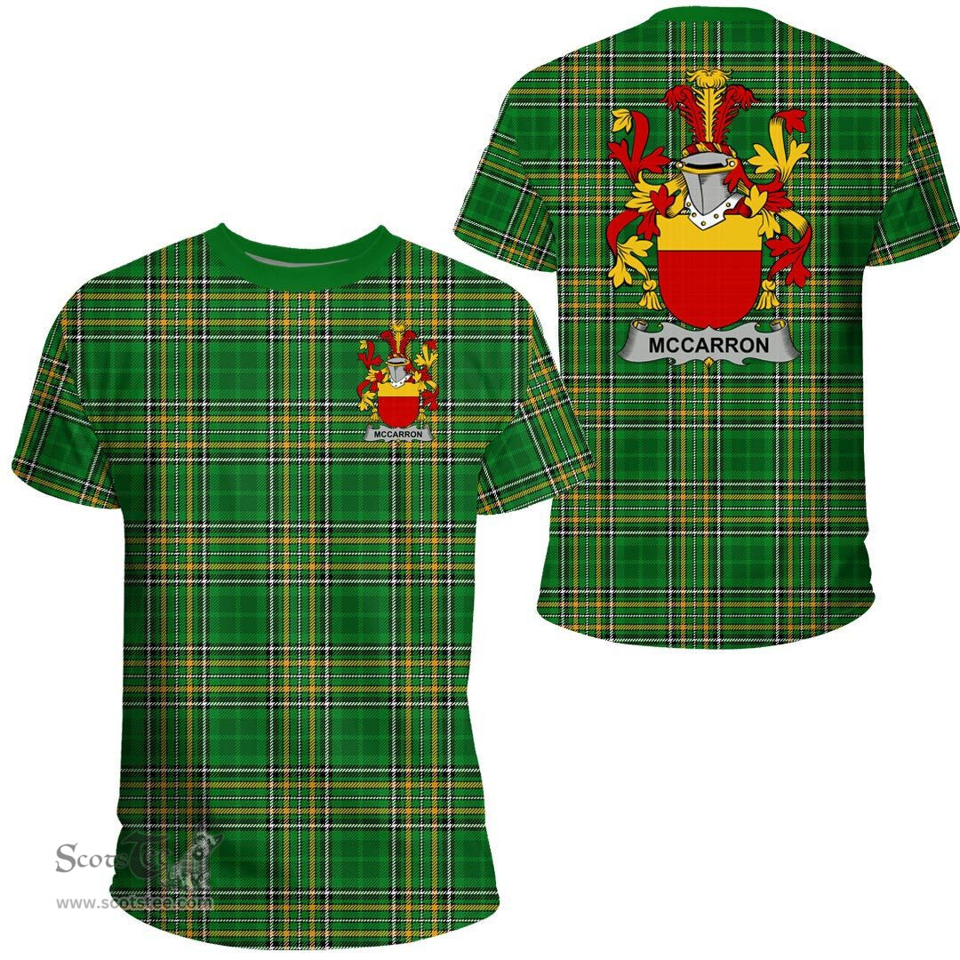 Irish McCarron Coat of Arms Family Crest Ireland T Shirt Irish National Tartan Irish County T Shirts