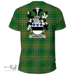 Irish Langley Coat of Arms Family Crest Ireland T Shirt Irish National Tartan Irish County T Shirts