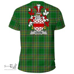 Irish Lucas or Luke Coat of Arms Family Crest Ireland T Shirt Irish National Tartan Irish County T Shirts