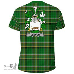 Irish Lennon or O'Lennon Coat of Arms Family Crest Ireland T Shirt Irish National Tartan Irish County T Shirts