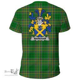 Irish Markham Coat of Arms Family Crest Ireland T Shirt Irish National Tartan Irish County T Shirts