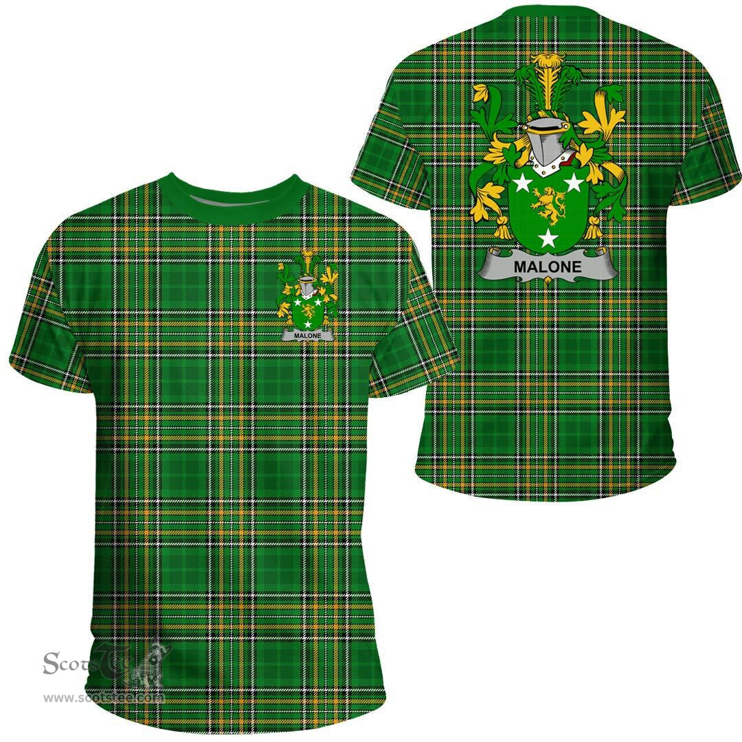 Irish Malone or O'Malone Coat of Arms Family Crest Ireland T Shirt Irish National Tartan Irish County T Shirts