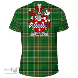 Irish Lindsey Coat of Arms Family Crest Ireland T Shirt Irish National Tartan Irish County T Shirts