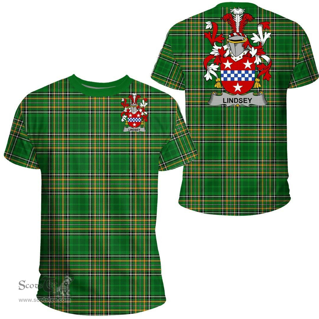 Irish Lindsey Coat of Arms Family Crest Ireland T Shirt Irish National Tartan Irish County T Shirts