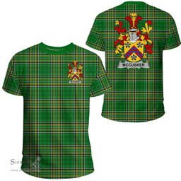 Irish McCusker or Cosker Coat of Arms Family Crest Ireland T Shirt Irish National Tartan Irish County T Shirts
